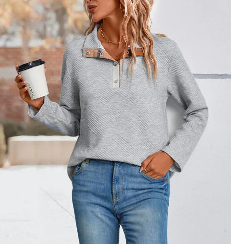 Autumn Women's Long Sleeve Plaid Patchwork Sweater