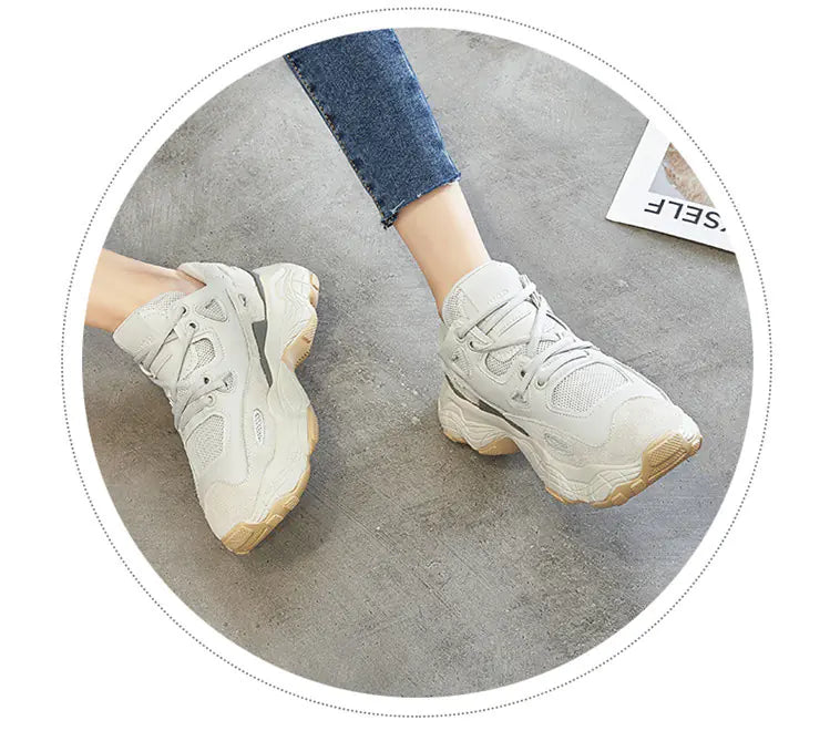 Thick Sole Dad Sneakers - Casual Athletic Shoes