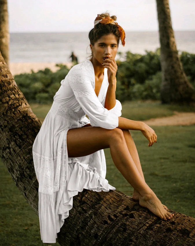 Cotton Lace Cardigan and Beach Cover-Up Dress