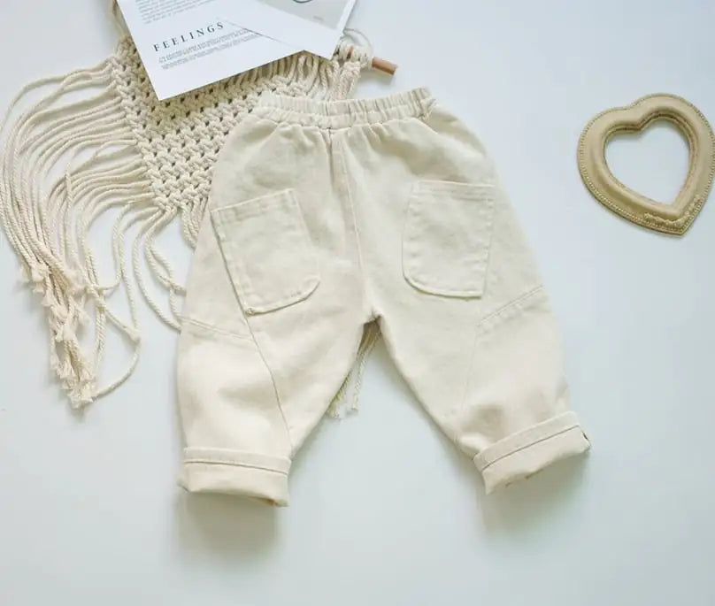 Two-Color Stitching Pocket Pants for Kids